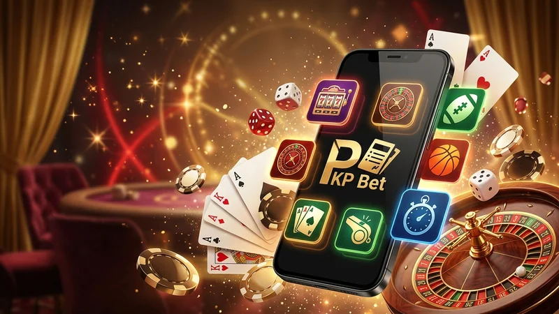 Banner do blog pkp bet com elementos de cassino e apostas online, destacando notícias e análises em um fundo verde e dourado.